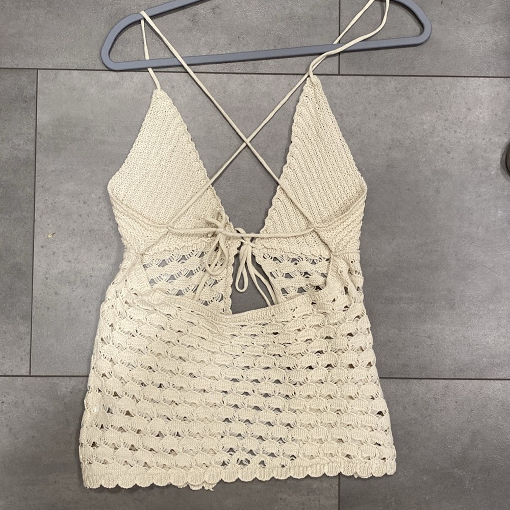 FINAL PRICE 💚SHEIN women’s size s cream crochet halter with front that ties - Picture 2 of 4